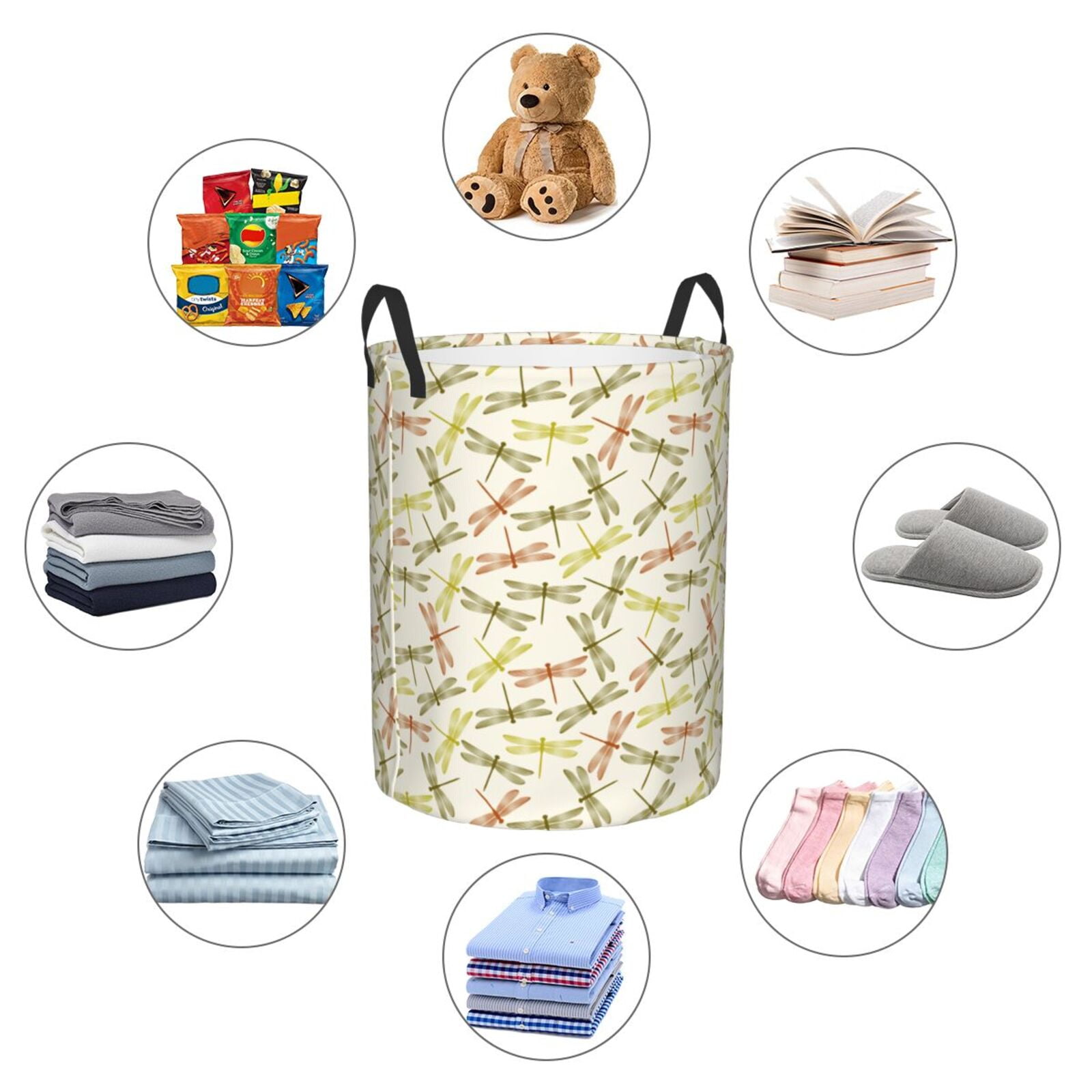 Large Laundry Basket with Handles - Nostalgic Dragonfly Kids Baby Dirty Clothes Laundry Hamper for Bedroom Aesthetic