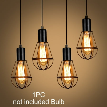 

GETHOME Hanging Ceiling Lamp Kitchen Island Fish Frame Loft Iron Vintage Pendant Light