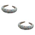 thumbnail image 3 of tredstone Bandeaux Perles Cristal Strass Accessoire de Coiffure Style Baroque Épais Mode Accessoires de Coiffure pour Femmes Blanc Coloré 2ensemble, 3 of 6