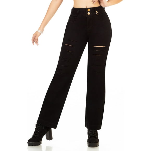 Jeans Recto Para Dama Gabardina Stretch