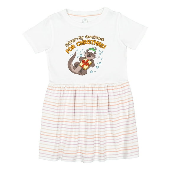 Inktastic Otterly Excited for Christmas Cute Holiday Otter Girls Toddler Dress