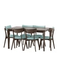 thumbnail image 3 of GDF Studio Carnelian Wood and Fabric 7 Piece Dining Set, Walnut, Mint, 3 of 9