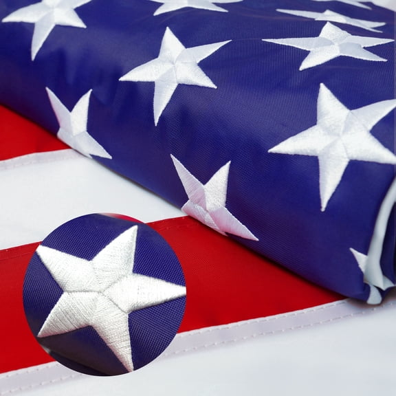 G128 - Heavy Duty 3x5 ft Deluxe Flag, Embroidered American flag, Sewn Stripes, Brass Grommets