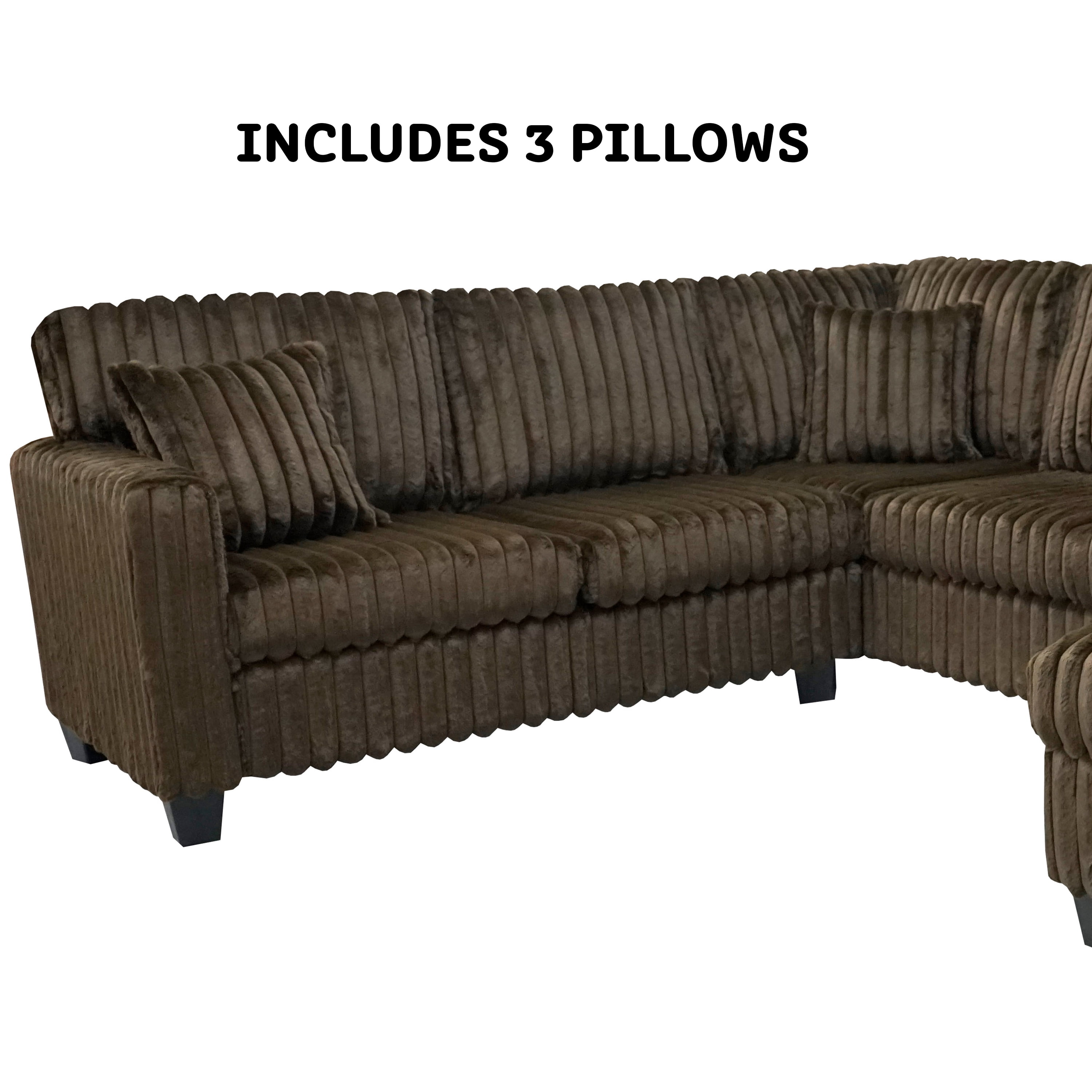 Bentley Plush Soft 6-Person U-Shaped Sectional Sofa with Chaise, Coffee