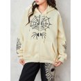 thumbnail image 3 of Unisex Vintage Hoodies Punk Spider Web Print Zipped Hooded Sweatshirts Grunge Long Sleeve Loose Coat for Autumn, 3 of 9