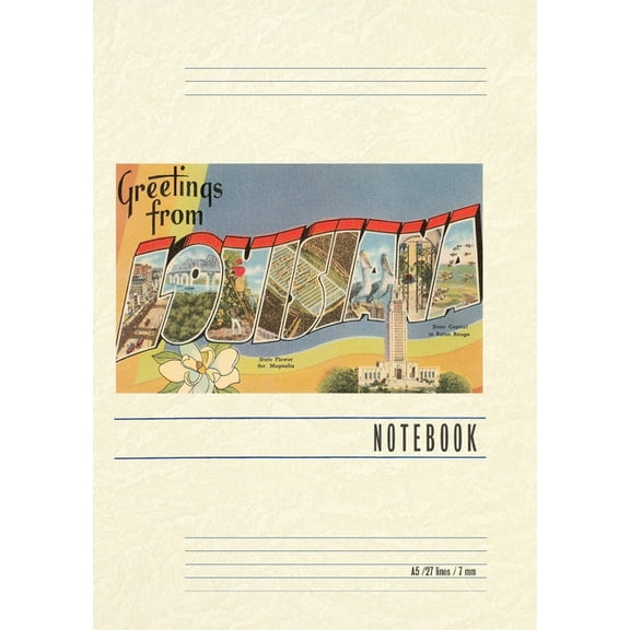 Vintage Lined Notebook Greetings from Louisiana, (Paperback)