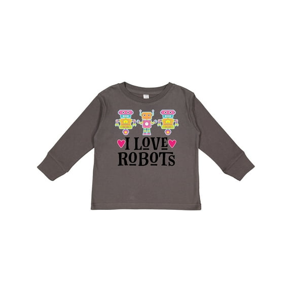 Inktastic I Love Robots Cute Robotics Girls Long Sleeve Toddler T-Shirt