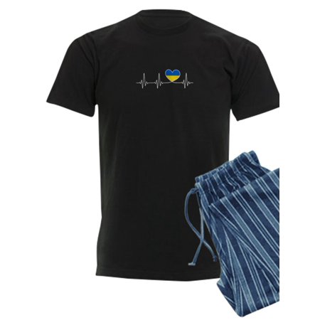 

CafePress - Ukraine Love Heartbeat And Ukrainian Flag Pajamas - Men s Dark Pajamas