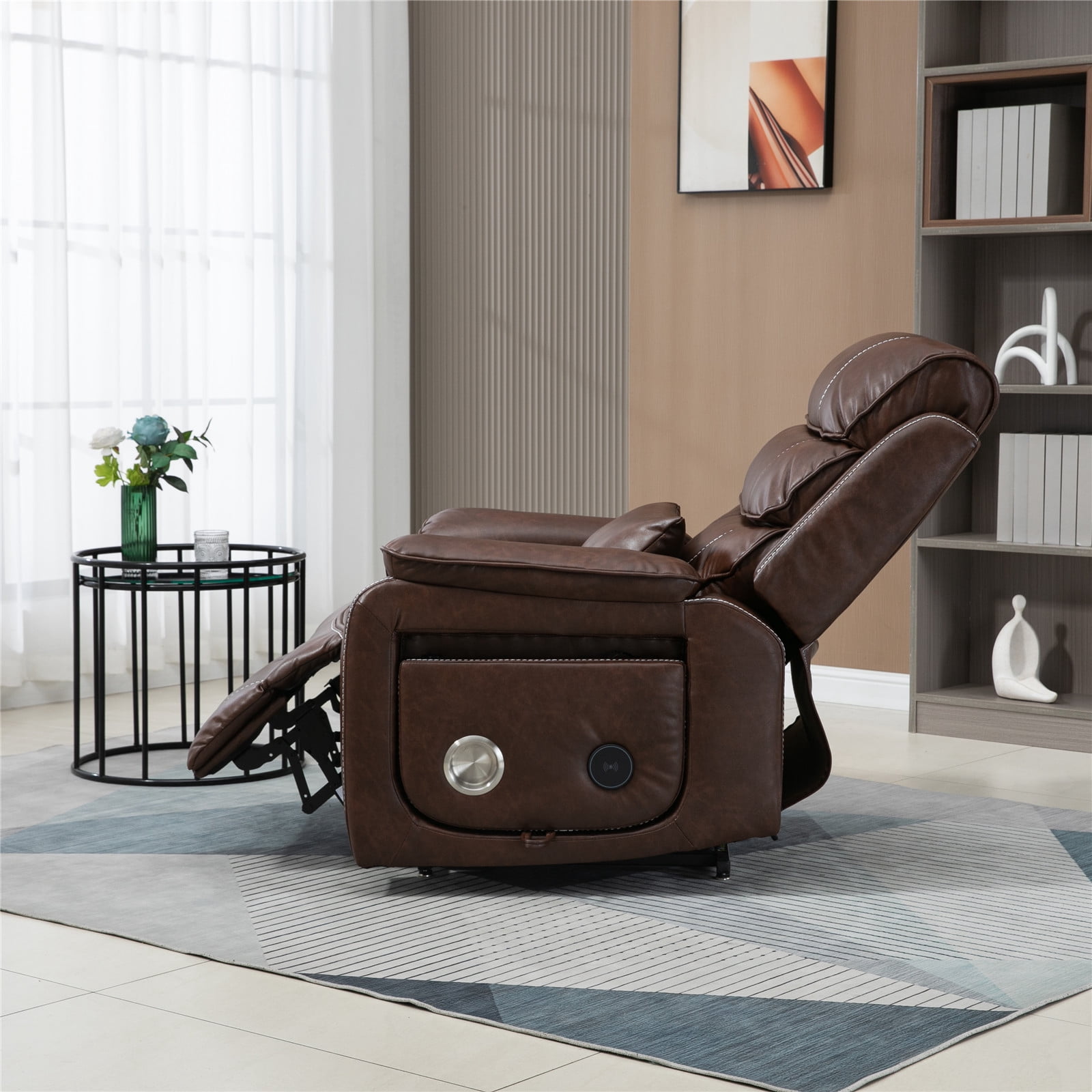 LITVZ Large Lift Chairs Recliner for Elderly, Infinite Position Dual Motor Power Lay Flat, Stand Up Recliner Lift Chair with Massage and Heat, Lumbar Pillow, Wireless Charging & Cup Holder