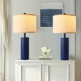 thumbnail image 4 of 24.5" Blue Table Lamps Set of 2, Modern Living Room Touch Lamps with USB C+A Ports, 2 Bulbs Included, Table Light Fixture for Nightstand, Creative Stripe Bedside Lighting, 4 of 15