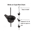 ckepdyeh Rain Chains for Gutters Mobile Birds on Cups Rain Chimes 7.8Ft