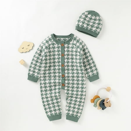 

Hunpta Knitted Outfits Hat Set Boy Baby Girl Jumpsuit Cotton Sweater Romper Boys Romper&Jumpsuit