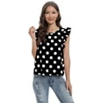 thumbnail image 4 of EFINNY Update Women Casual Ruffle Short Sleeve Polka Dot Chiffon Shirts Blouse Tops, 4 of 6