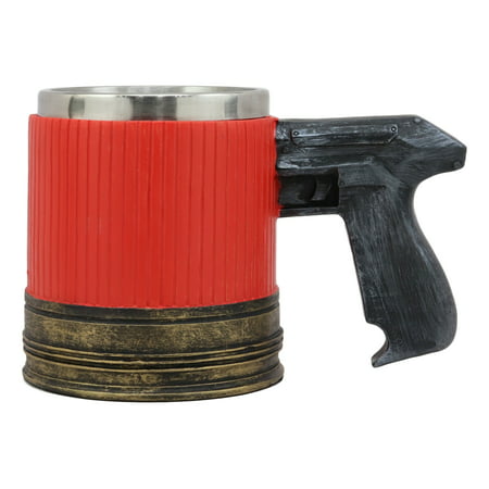 Ebros Gift Western 12 Gauge Shotgun Red Ammo Barrel Case Mug With Pistol Handle Beer Stein Tankard Coffee Cup Kitchen Dining Party Accessory Decoration Wild West Military Theme Perfect Gift For