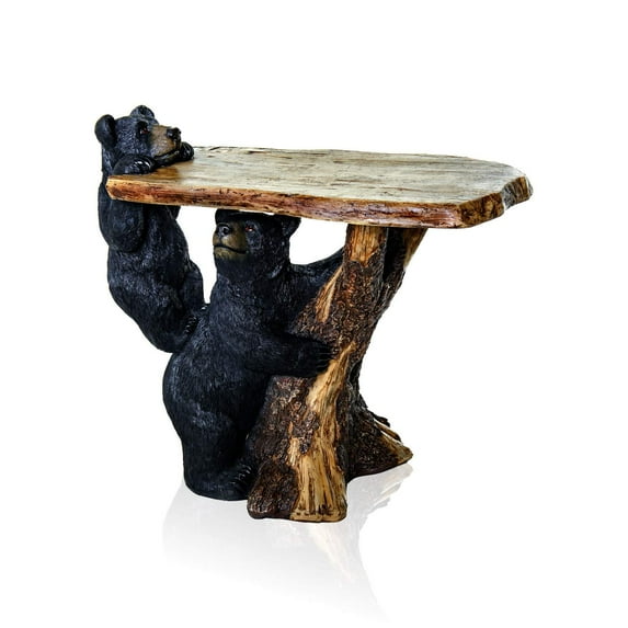 Pine Ridge Black Bear Coffee Table for Home Office - Bear Decoration Home Desk Table for Indoor Outdoor Cabin Kitchen Decor