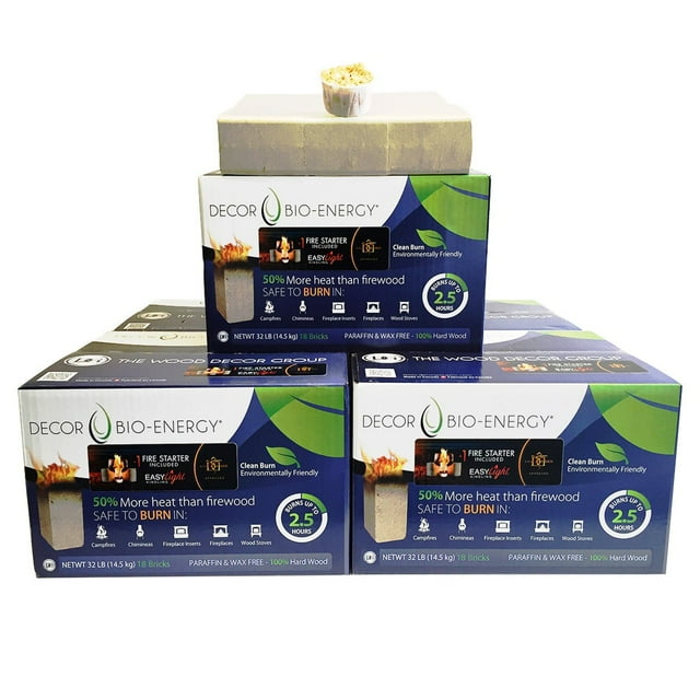 Décor Bio-Energy Briques de Bois de Chauffage Bio, Lot de 90