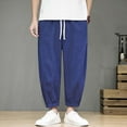 thumbnail image 3 of Vedolay Mens Sweatpants Casual Button Open Slim Fit Straight Solid Color Trousers Blue,3XL, 3 of 4