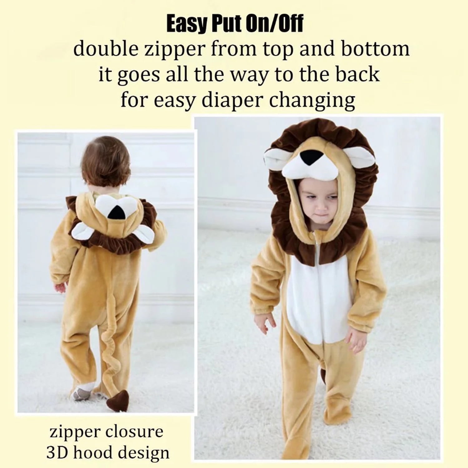 Baby Lion Costumes Unisex Toddler Onesie Halloween Dress Up Romper, 6-12 Months