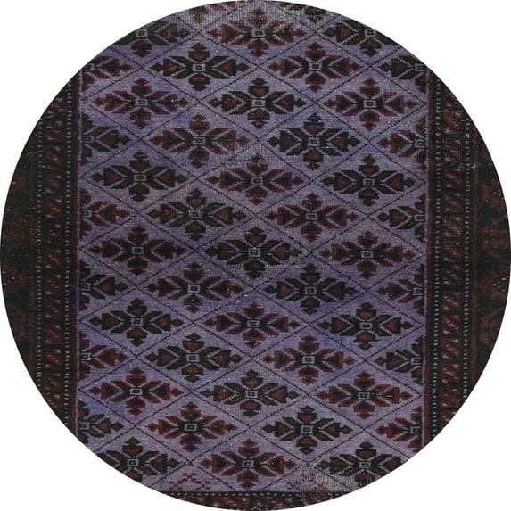 Ahgly Company Machine Washable Indoor Round Abstract Plum Purple Area Rugs, 6' Round