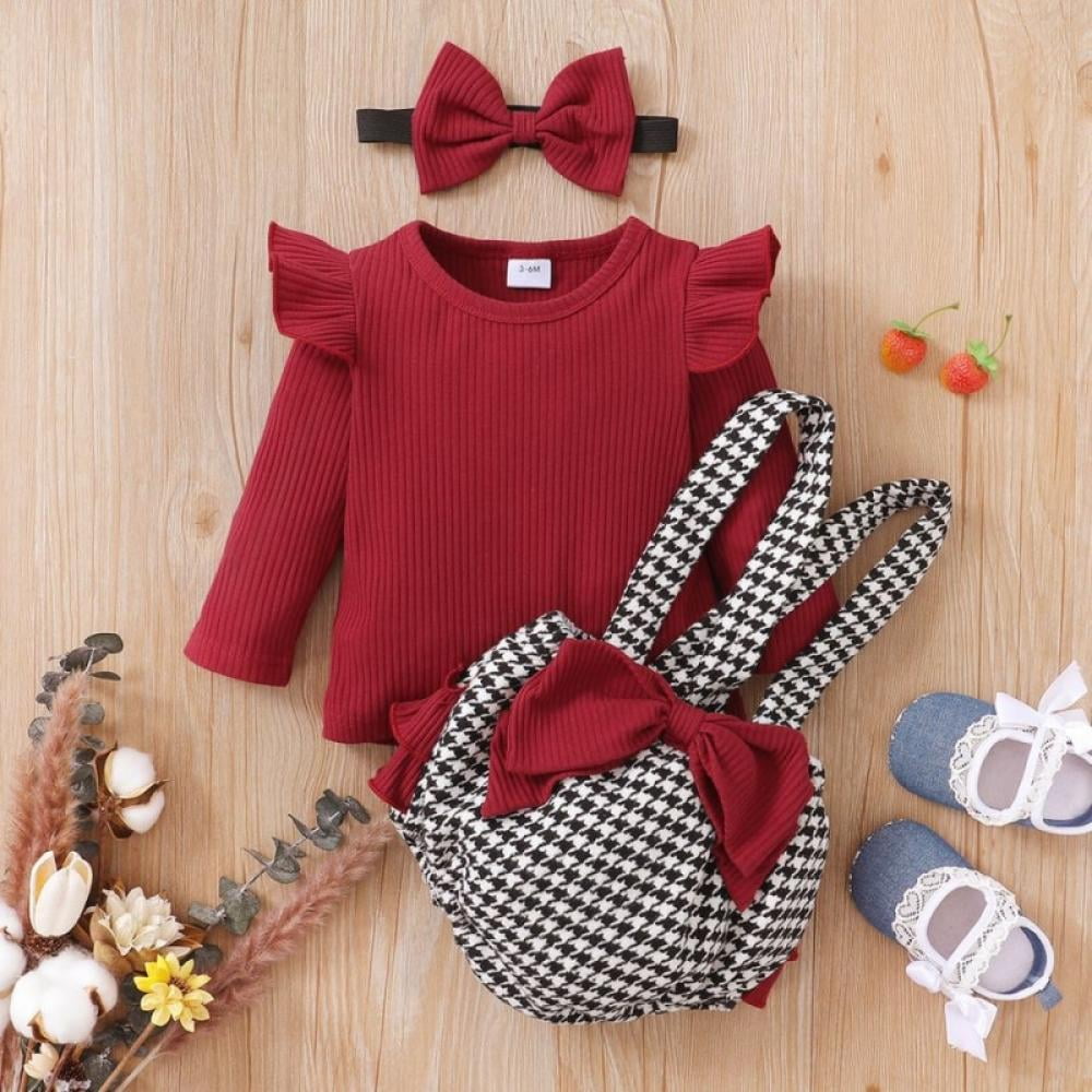 PROMOTION SALES!3pcs/set Newborn Baby Girl Outfits Ruffled Sleeve