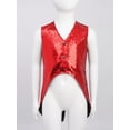 thumbnail image 2 of YUUMIN Kids Boys Shiny Dance Vest Sequin Disco Party Dress for Stage Performance Fancy Show Waistcoat Red 6, 2 of 7