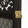 thumbnail image 3 of 3 Panel Room Divider Solid Wood and Canvas with Decorative Cutouts Tree Design 67" Tall Black, 3 of 5