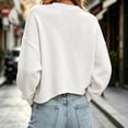 thumbnail image 5 of KyCheLot Womens Cropped Cardigan Button Round Neck Solid Color Long Sleeve Clothes Comfy Lightweight Cardigan, 5 of 6