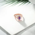 thumbnail image 4 of Gem Stone King 1.35 Ct Oval Purple Amethyst 18K Rose Gold Plated Silver Flower Ring, 4 of 4