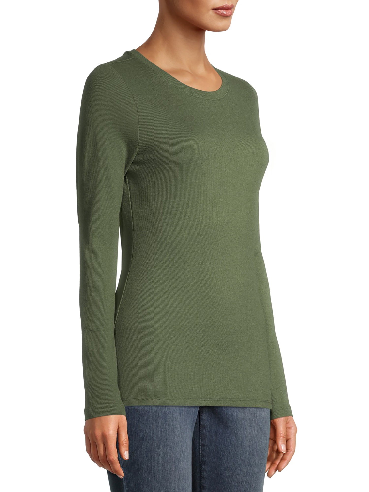 Time and Tru Women's Long Sleeve Rib T-Shirt