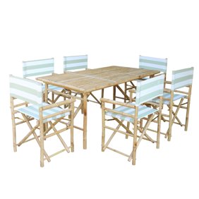 Zew Bamboo Handcrafted 7 Piece Rectangular Patio Set Walmart Com