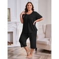 thumbnail image 5 of FEREMO Women Plus Size Pajamas Set Sleepwea Short Sleeve Pjs Floral Pajama Sets with Pockets, 5 of 5