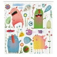 thumbnail image 3 of Ambesonne Funny Shower Curtain, Imaginary Creatures Fun, 69"Wx70"L, Green Blue, 3 of 5