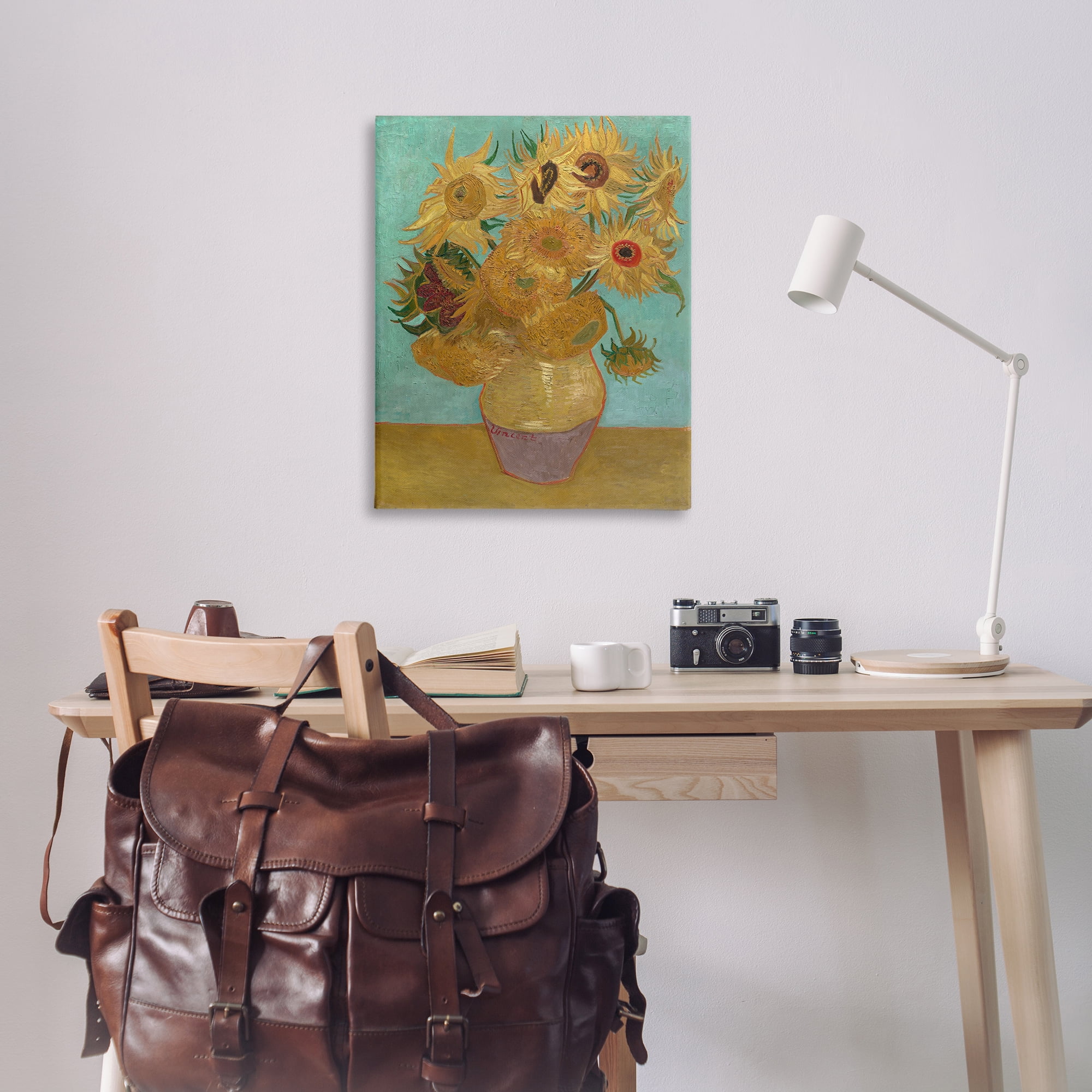 Stupell Industries Van Gogh Sunflowers on Blue Plants & Flowers Painting Wrapped Canvas Art Print Wall Art, 30 x 40
