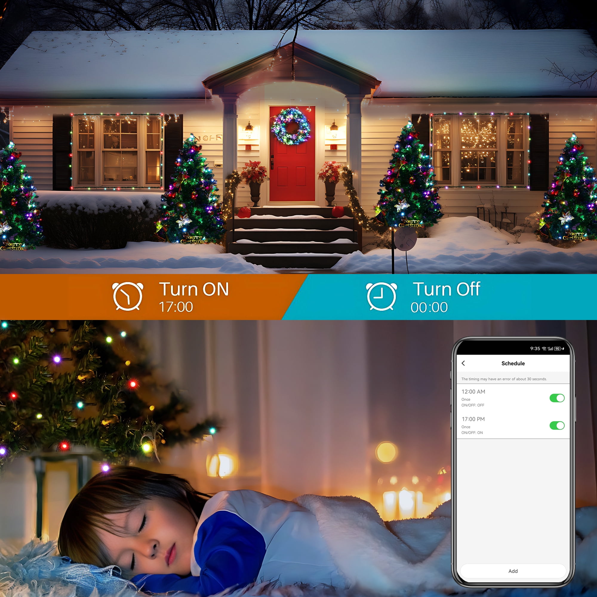 Smart Christmas Lights - 75FT 200 RGB LED String Lights Color Changing by App,Works with Google Home,Music Sync,Timer,Dimmable for Xmas Tree Home Party