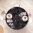 thumbnail image 4 of Ambesonne Halloween Fitted Round Tablecloth, Spooky Skull Exotics Boho, 45"- 56" Diameter, Dark Magenta and Multicolor, 4 of 5