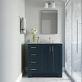 thumbnail image 2 of Ariel Taylor 37 In. Right Offset Single Oval Sink Vanity With Carrara White Marble 0.75In Countertop In Midnight Blue, 2 of 11