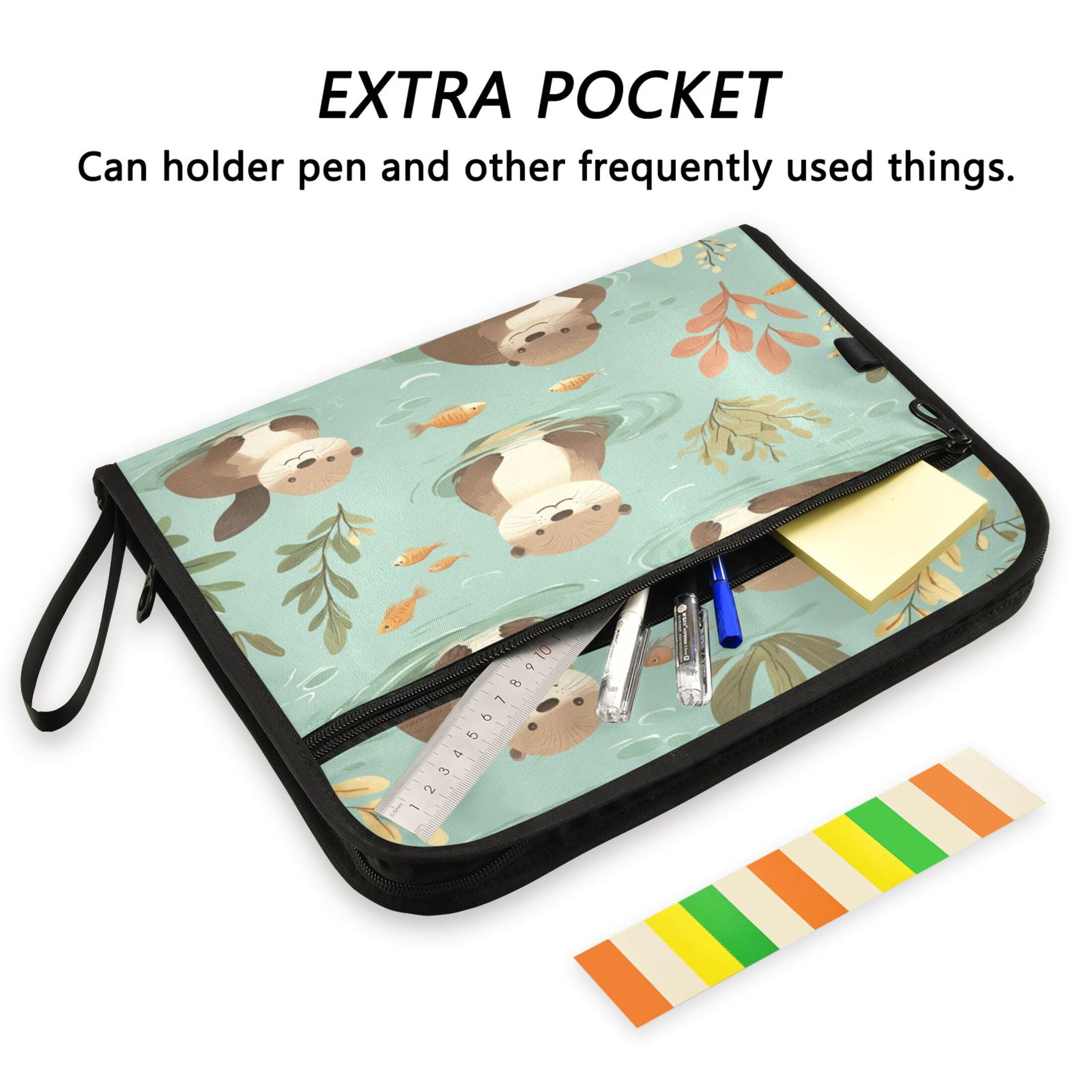 WOBOGO Otter Fish Seaweed Expanding File Folder Letter Size Accordion Filing Organizer 13 Pocket Separate Organ Pocket