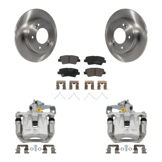 Transit Auto Rear Disc Brake Caliper Rotors and Semi-Metallic Pads Kit for Car Kia Forte Hyundai Forte5 Veloster Elantra GT KC8-100623P