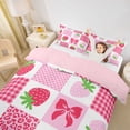thumbnail image 3 of Erosebridal Strawberry Plaid Twin Bedding, Bow Buffalo Duvet Cover Set, Pink Reversible, 1 Duvet Cover and 1 Pillowcase (No Comforter), 3 of 5