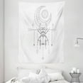thumbnail image 1 of Moon Rays Tapestry, Sacred Geometric Symbol with Stag Beetle and Crescent, Wall Hanging for Bedroom Living Room Dorm Decor, 60W X 80L Inches, Charcoal Grey Pale Grey and White, by Ambesonne, 1 of 2