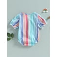 thumbnail image 4 of Bagilaanoe Newborn Baby Girl Rompers Rainbow Striped Print Short Sleeve Bodysuit 3M 6M 12M 18M Infant Summer One Piece Jumpsuit, 4 of 8