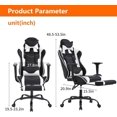 thumbnail image 7 of YRLLENSDAN Ergonomic Gaming Chair Adjustable Height with Footrest, Computer Chairs with Headrest and Lumber Support for Adults, PU Leather Desk Chair, White, 7 of 7