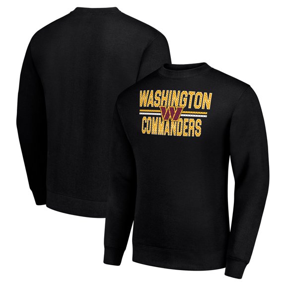 Men's Starter Black Washington Commanders Team Mesh Print Graphic Pullover Sweatshirt