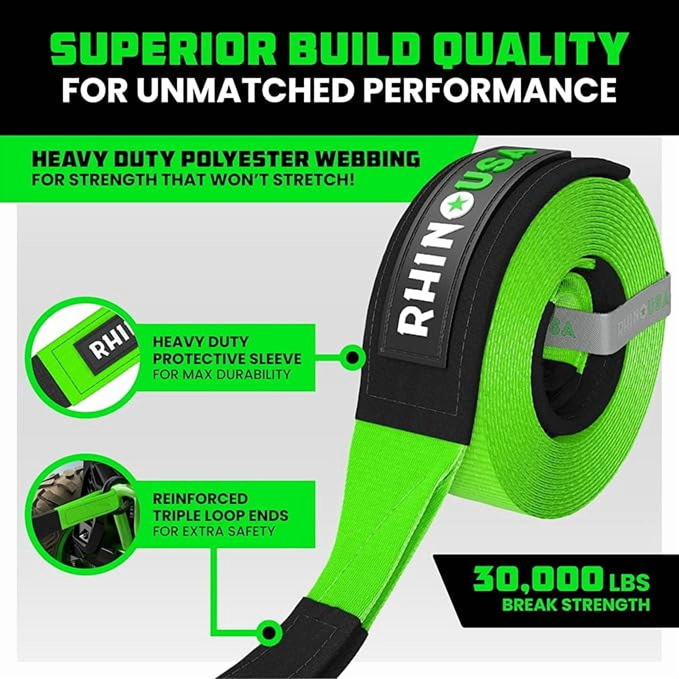 (2 pack) Rhino USA Tow Strap 3in x 20ft, 1 Count per Pack – Heavy Duty Recovery Strap for Towing