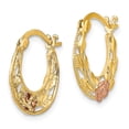 thumbnail image 2 of FB Jewels 14k Yellow and Rose Two Tone Gold Cut Out Hoop with Pink Flower, 2 of 3