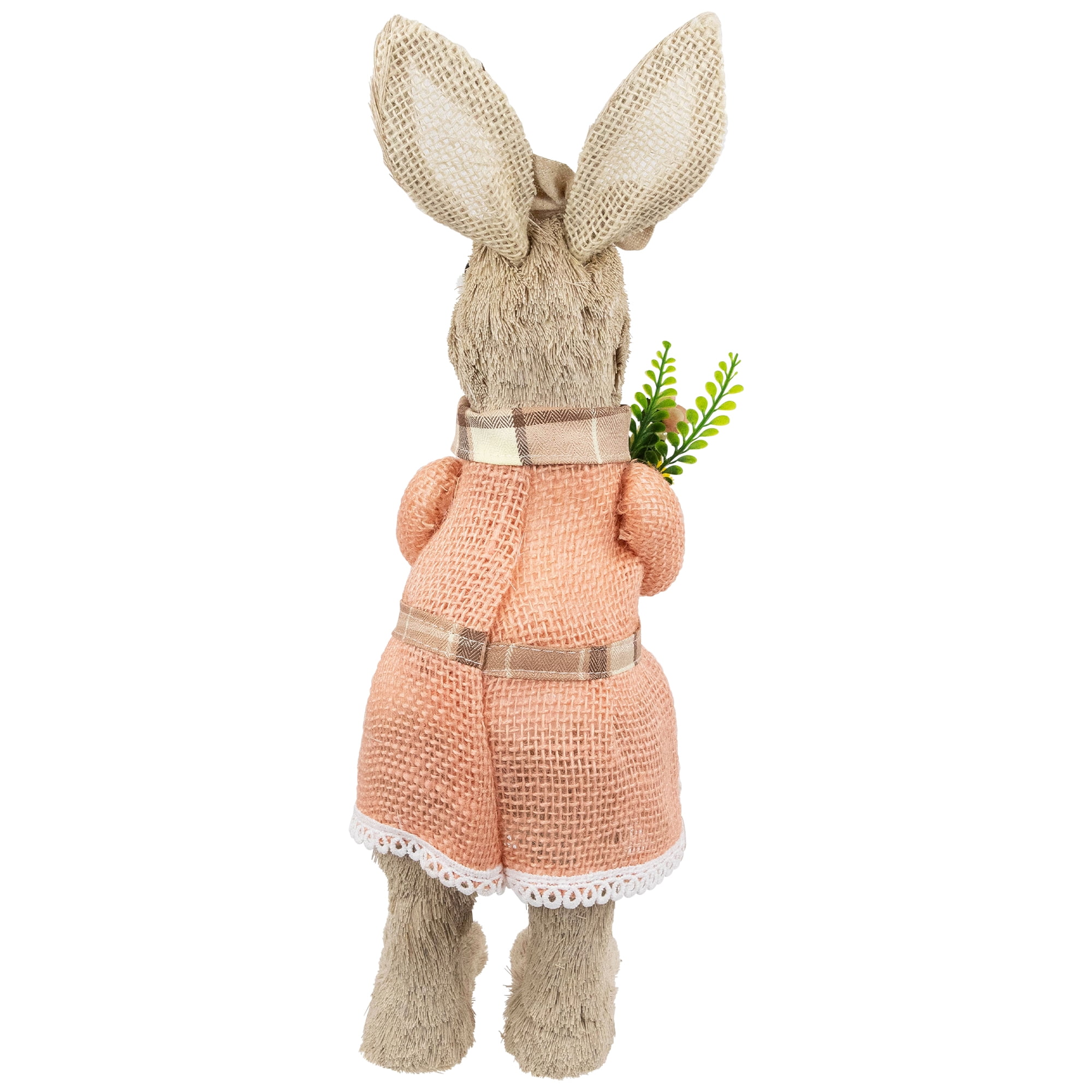 Northlight Rustic Girl Rabbit Easter Figure with Flowers - 15.25" - Beige