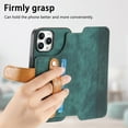 thumbnail image 5 of Decase Fashion Anti-Scratch Case for iPhone 16 Pro Max Shockproof Wallet Cover with RFID Blocking Wrist Strap Flip Credit Card Holder Slot, Folio PU Leather+TPU Bumper Back Cover,Green, 5 of 8