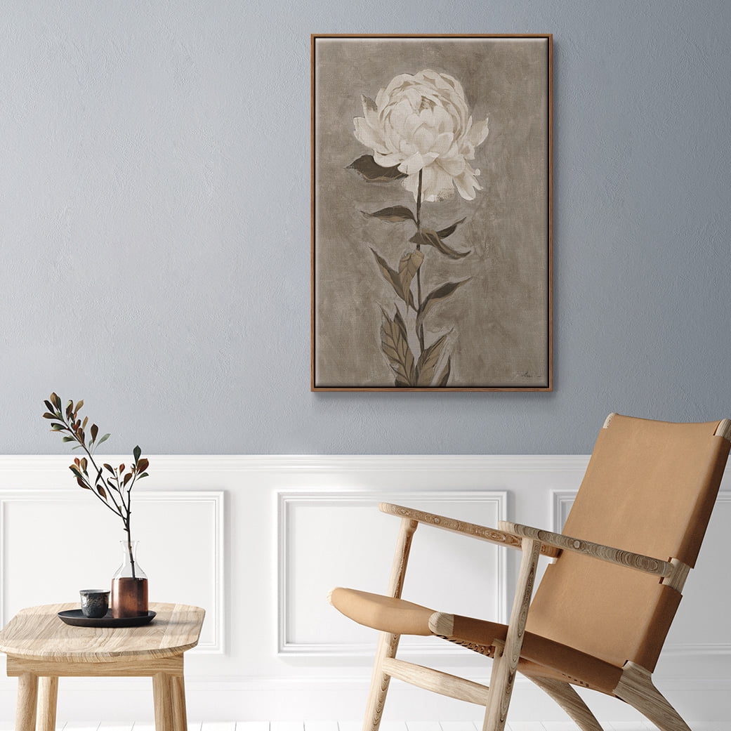 Pretty as a Peony I Framed Premium Gallery Wrapped Canvas - Ready to Hang - 17 x 25 - Walnut Floating Frame