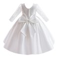 thumbnail image 3 of Sngxgn Girls' Sleeveless Party Dress, Fit and Flare Silhouette, Round Neckline & Back Zip Closure(White,130), 3 of 9