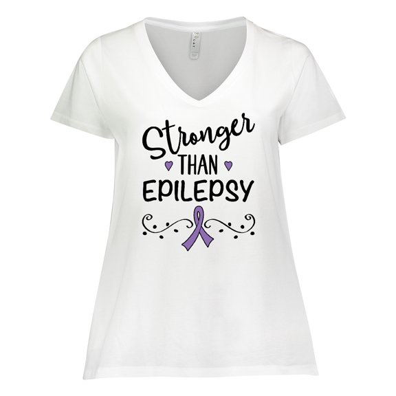 Inktastic Epilepsy Awareness Ribbon Support Walk Women's Plus Size V-Neck T-Shirt
